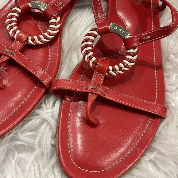 Tod’s Red Leather Sandals Sz 9 1/2 - Picture 2 of 13